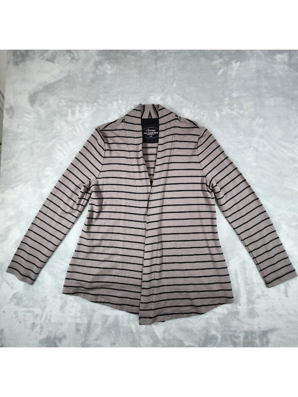 Soma Modal Open Front Cardigan Large Gray Eco-friendly Lounge Comfy Soft Cottage